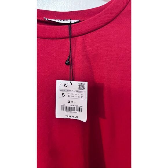 Zara Trafaluc Red Zipper Ruffle Embellished Sweater Sweatshirt SZ S NEW - Picture 3 of 9